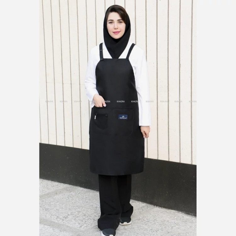 پیش بند قابل تنظیم پارچه ای 3 جیب رنگ مشکی 3890511
