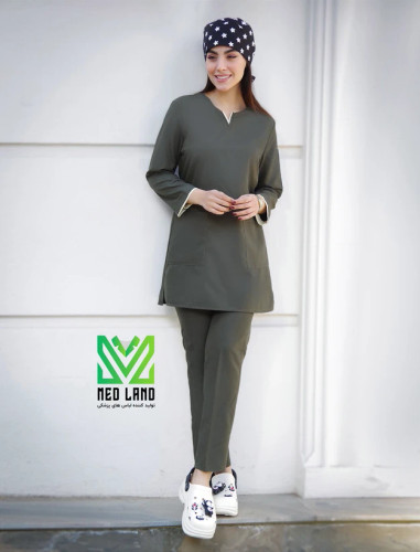 اسکراب و شلوار یقه کوبایی زنانه
